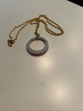 Joan Rivers Gold Chain Necklace with Silver Pave Crystal Pendant reversible